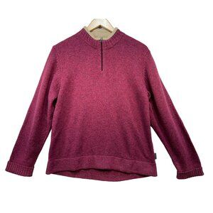 Woolrich Womens  Wool 1/4 Zip Sweater Size L Mulberry